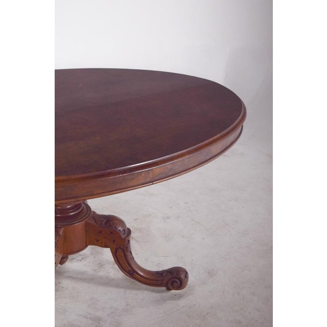 Wood Antique Oval Walnut Dining Table, 1890s For Sale - Image 7 of 13