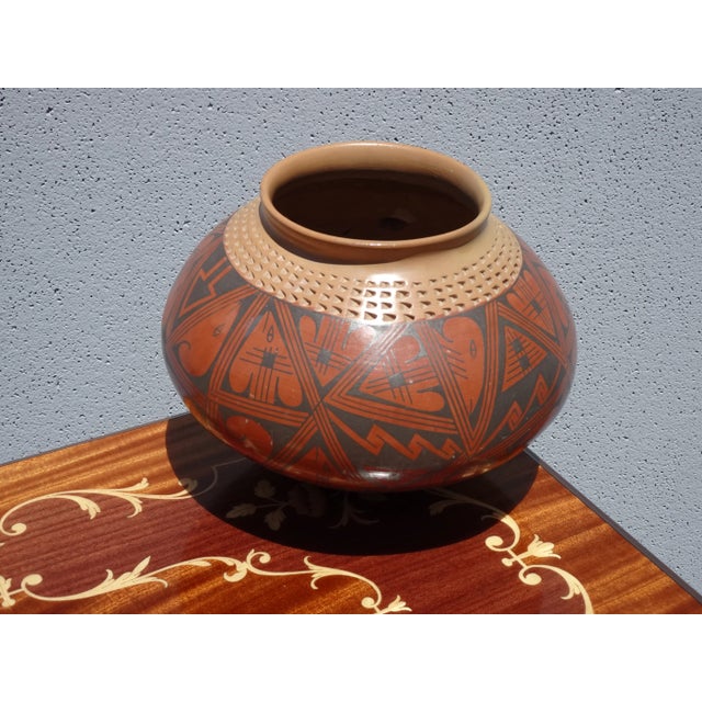 Ceramic Vintage Southwestern Burnt Orange Pottery Vase Signed Tony Siqueira For Sale - Image 7 of 12