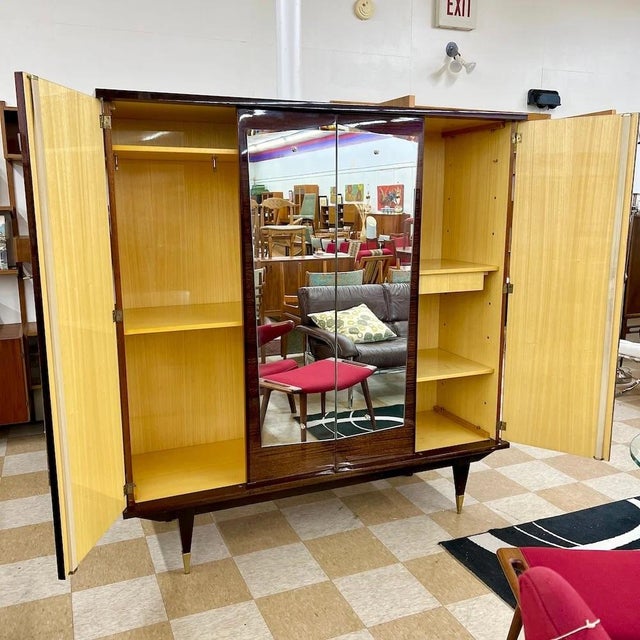 Mid-Century Modern French Designer Armoire, Mahogany, Brass, France, 1950s For Sale - Image 3 of 10