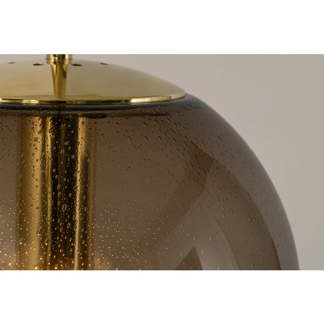 Brown Large Smoky Glass Ball and Brass Pendant Lamp from Limburg, Germany, 1970s For Sale - Image 8 of 13