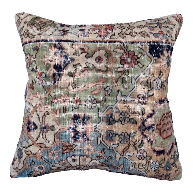 Handmade Multi Color Rug Pillow Cushion Cover -20'' X 20'' For Sale