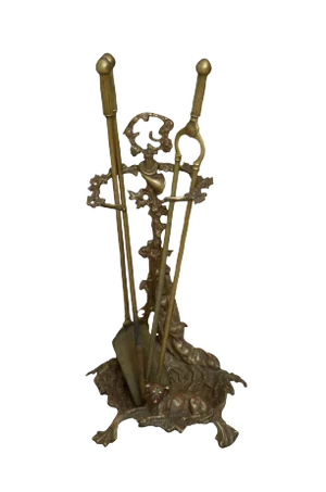 Brass Fire Companion Stand with Fire Irons