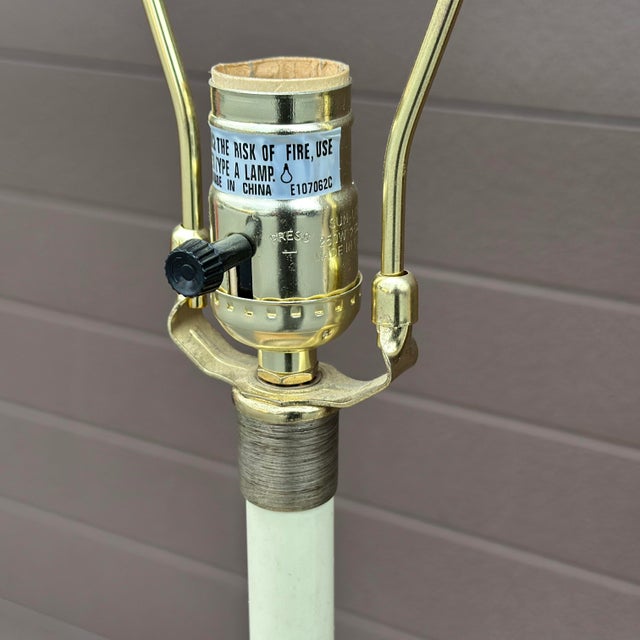 Vintage Uttermost Wrought Iron Table Lamp With Rattan Shade For Sale - Image 11 of 12