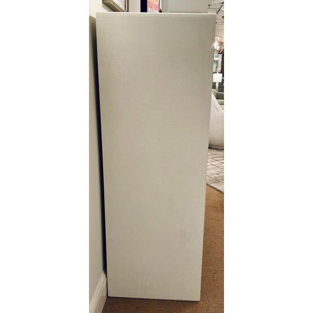 Original retail $4734, stylish Villa & Home Modern White Grasscloth Tall Bryant Chest of Drawers, antique brass pulls, six...