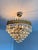 Vintage Brass & Original Emerald Green Crystal Crown Cascade Chandelier – 5 Light For Sale - Image 16 of 17