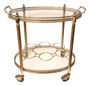 Hollywood Regency Brass Neoclassical 1940's French Bar Cart