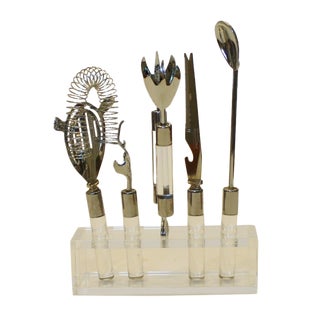 Mid-Century Lucite Barware Set For Sale