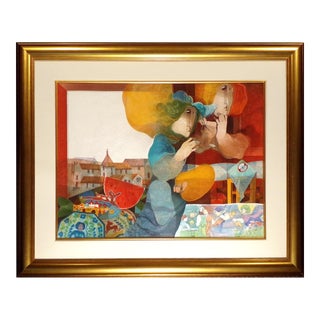 Sunol Alvar "La Pintora Mexicana" Hand Signed Framed Embossed Lithograph For Sale