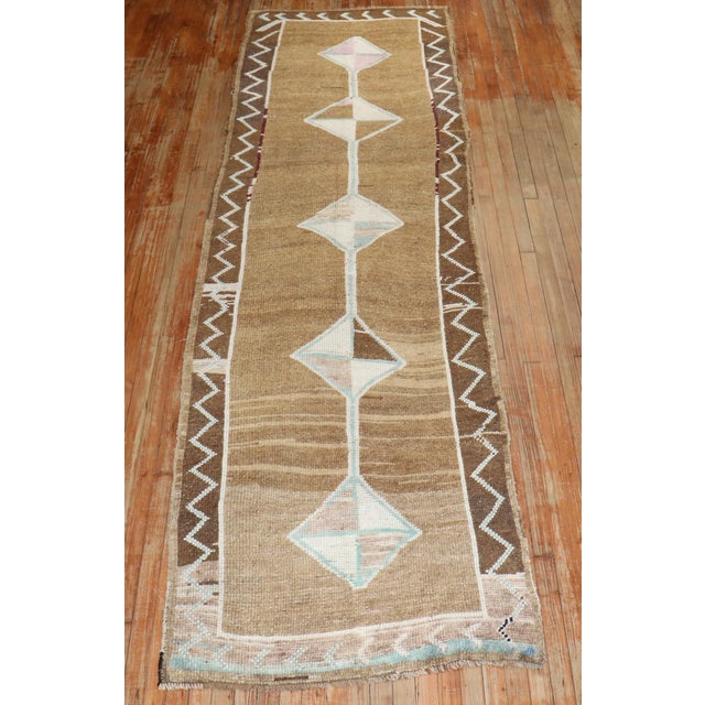 Traditional Vintage Zabihi Collection Tribal Turkish Runner - 3'4" x 11'6" For Sale - Image 3 of 9