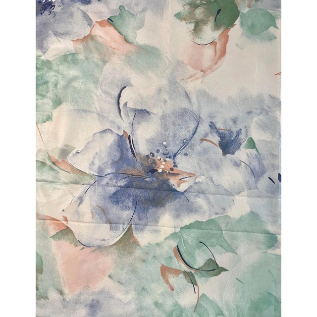 Vintage Shumacher Pastel Floral Screen Print Fabric- 4 Yard Remnant For Sale