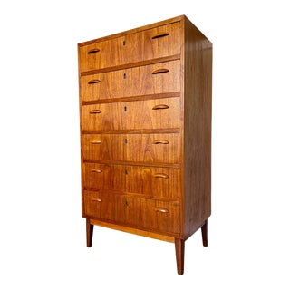 Mid-Century Modern Teak Highboy Dresser, 1950s For Sale