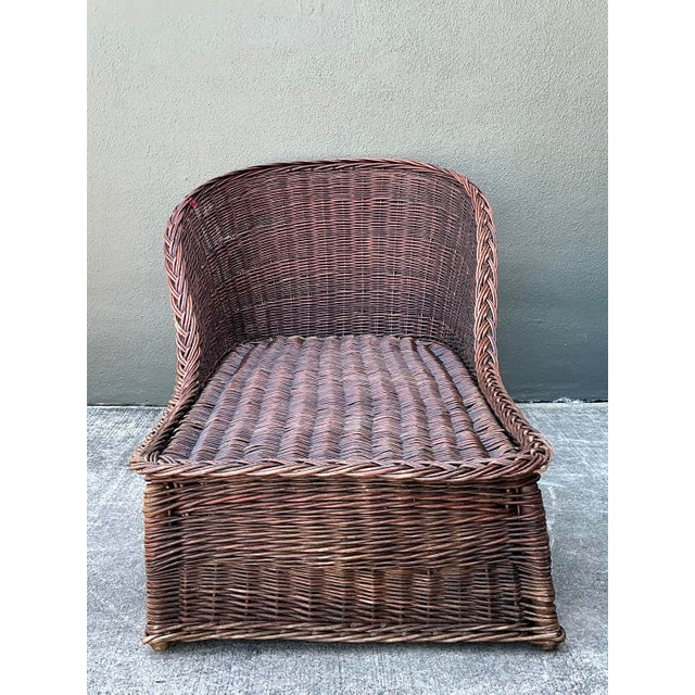 Contemporary Vintage Braided Rattan Chaise Lounge From the Estate of Roberta Flack For Sale - Image 3 of 12
