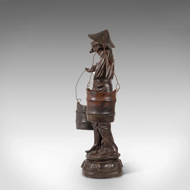 Metal Late 19th Century Tall Antique Decorative Chinese Bronze Water Carrier Statue For Sale - Image 7 of 13