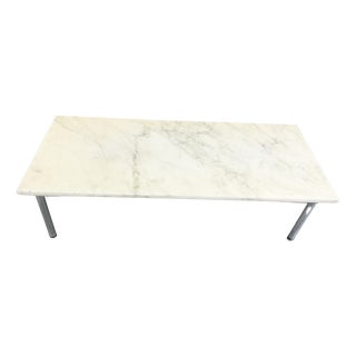 Vintage White Marble Coffee Table, 1960s For Sale
