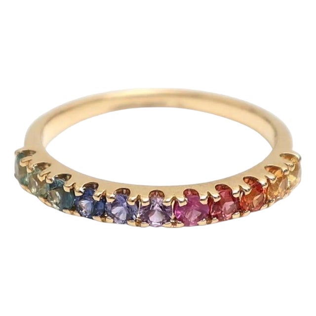 Natural 0.54 cts rainbow sapphire ring in 18k gold For Sale
