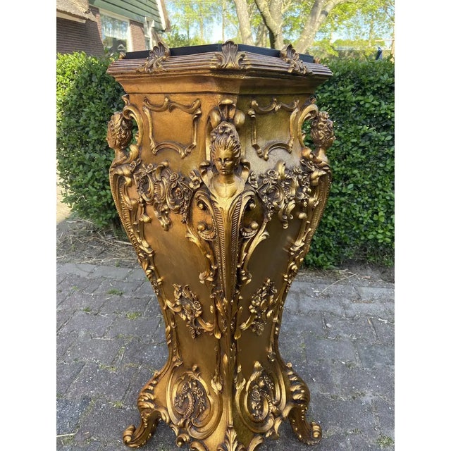 Pair of Late 20th Century Italian Baroque Rococo Style Gold Pedestals ...