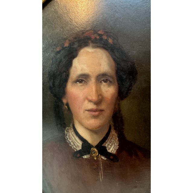 Biedermeier Portrait, 1870s, Oil Painting, Framed For Sale - Image 7 of 8