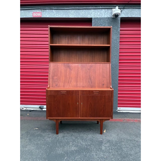 Vintage Mid Century Danish Modern Teak Bookcase/Secretary Desk by Hp Hansen For Sale - Image 4 of 12