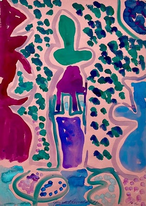 Jay Milder, Abstract Expressionist Landscape Jay Milder Rhino Horn Painting American Pop Art, 1990