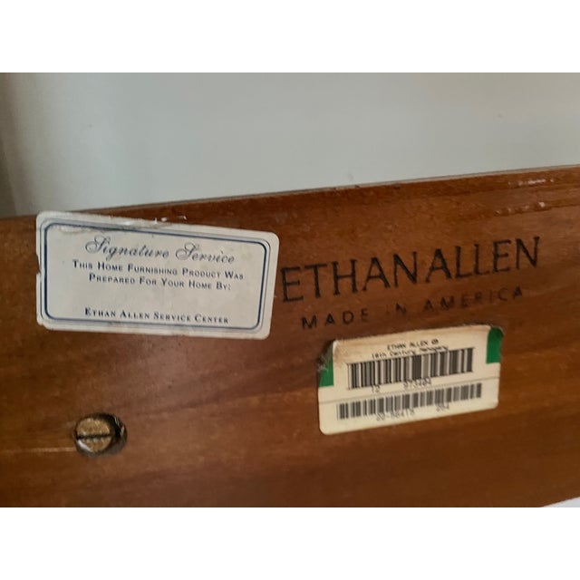 Ethan Allen Ethan Allen Carved Solid Cherry Wood Queen Size Poster Bed For Sale - Image 4 of 5