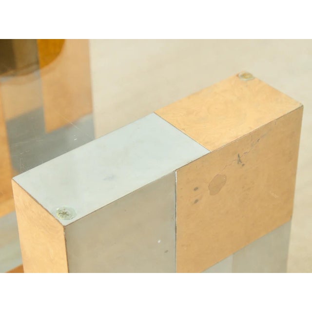 Styled After Rare Paul Evans Mid Century Cityscape Burlwood and Chrome Dining Table For Sale - Image 11 of 12