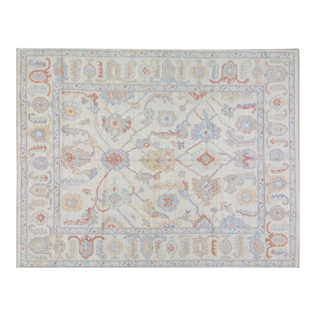 Turkish Oushak Hand Knotted Wool Rug, 7'10"x10' For Sale