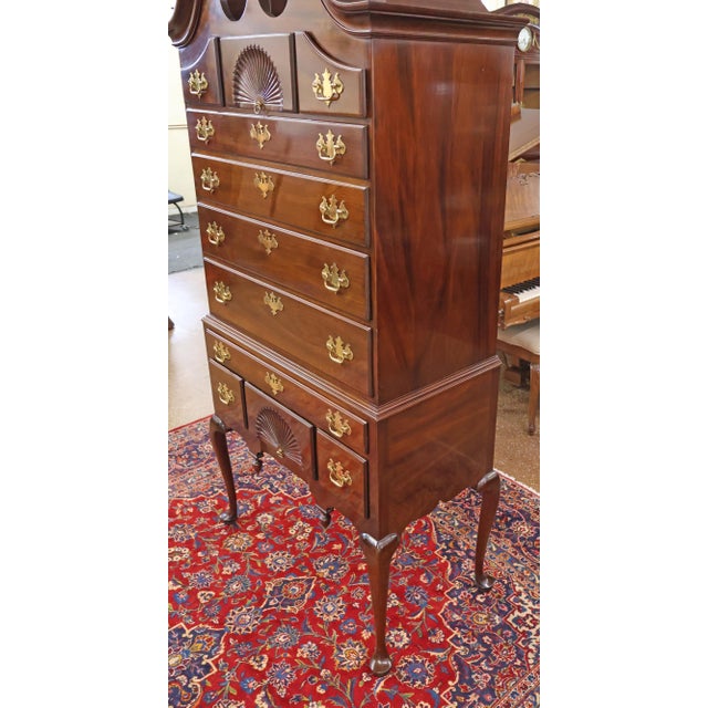 1980s 1980s L & J.G. Stickley Queen Anne Style Mahogany High Dresser High Chest Highboy For Sale - Image 5 of 18