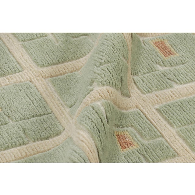 Rug & Kilim’s French Art Deco Style Rug With Light Green Geometric Patterns For Sale In New York - Image 6 of 7