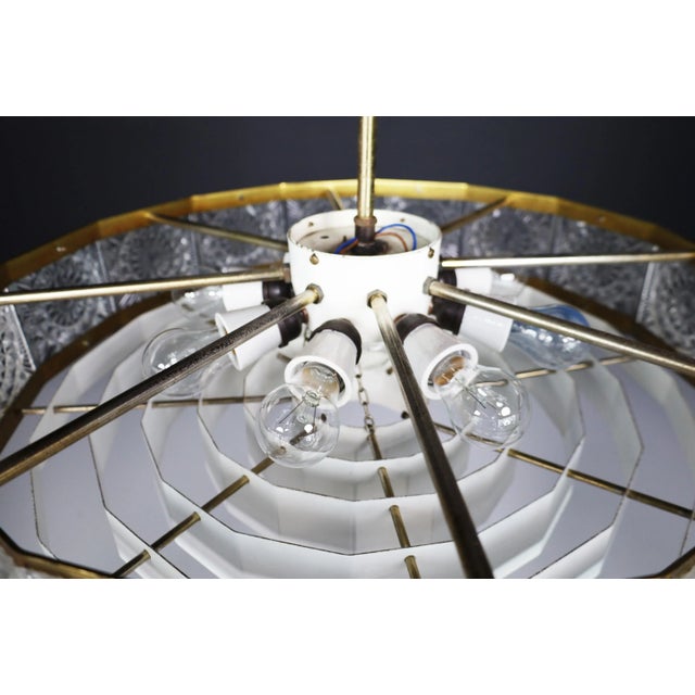 Mid-Century Modern Patinated Brass and Bohemian Glass Chandelier, 1970s For Sale - Image 4 of 10