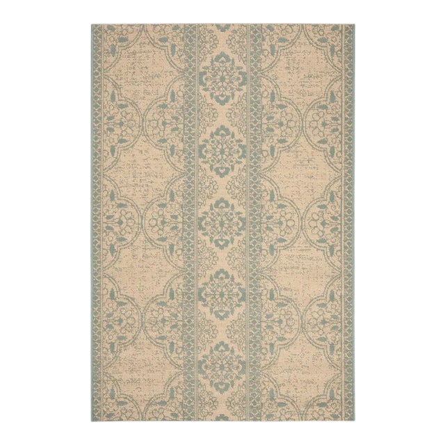 Laguna Indoor Outdoor Rug Aqua & Cream 3'x5' For Sale