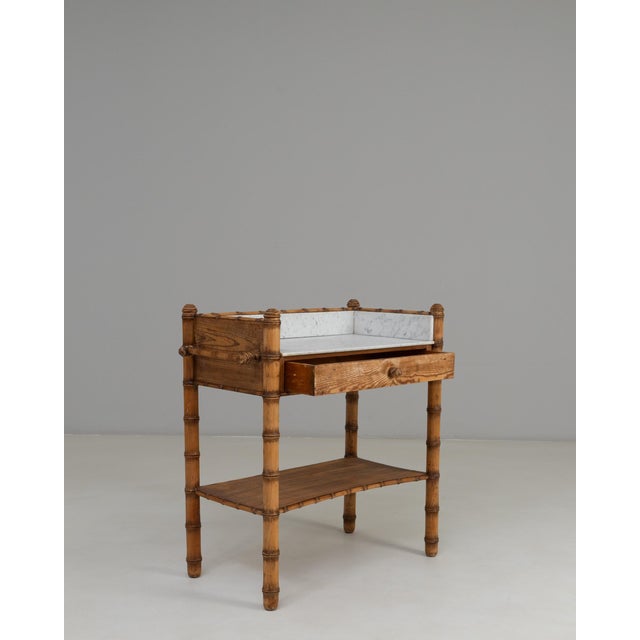 1900s French Faux Bamboo Console Table With Marble Top For Sale In Greensboro - Image 6 of 18