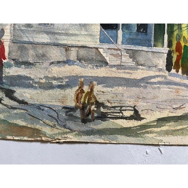 Impressionist Vintage Mountain House Watercolor Painting Signed Barber For Sale - Image 3 of 9