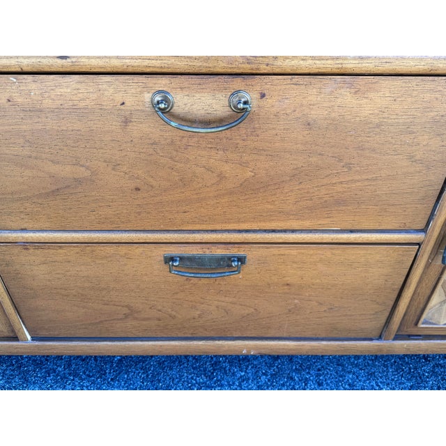 Vintage 1960s Broyhill Furniture Premier Mahogany Dresser Diamond Front For Sale - Image 9 of 10