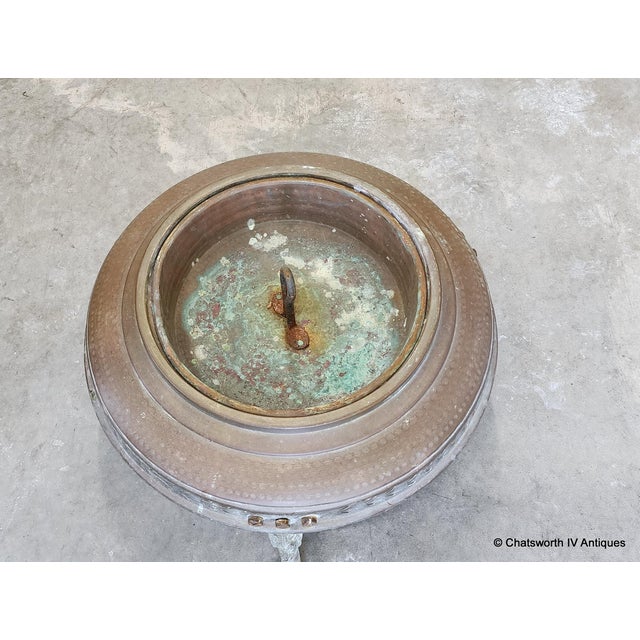 Antique Turkish Pierced Brass & Copper Brazier Coal or Wood Burner, C1930s For Sale - Image 11 of 15