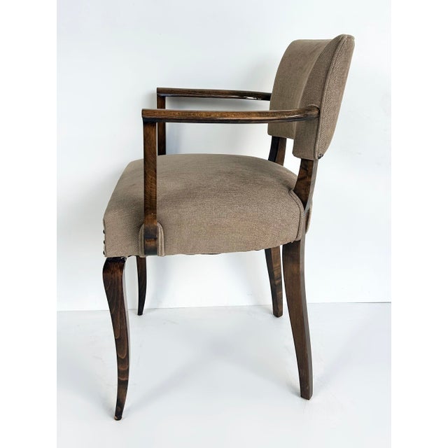 French Art Deco Beech Wood Armchairs by Jean Pascaud, Two Pairs Available C1940s For Sale - Image 10 of 14