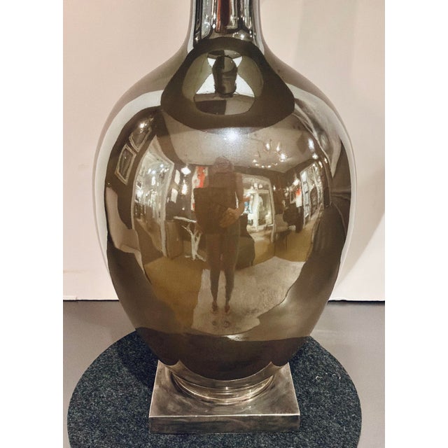 Modern Currey & Company Green Metallic Glaze Porcelain Table Lamp For Sale - Image 3 of 5