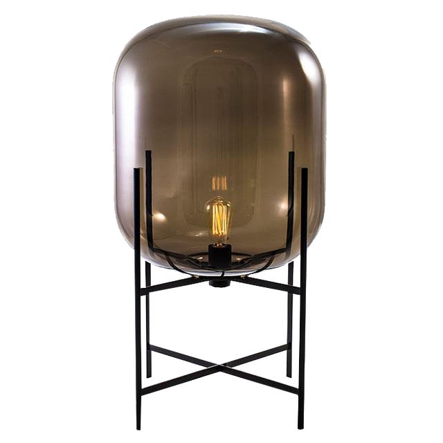 Oda Medium in Smokey Grey and Black Floor Lamp by Sebastian Herkner for Pulpo For Sale