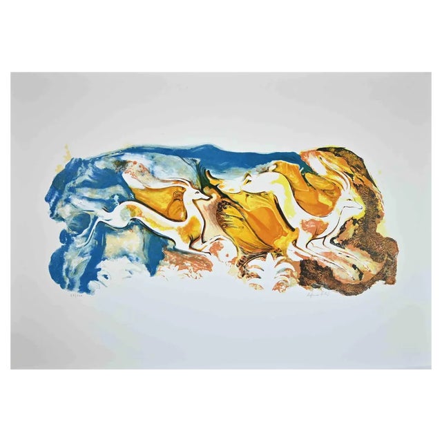Orfeo Vitali, Deers, Original Lithograph, 1970s For Sale