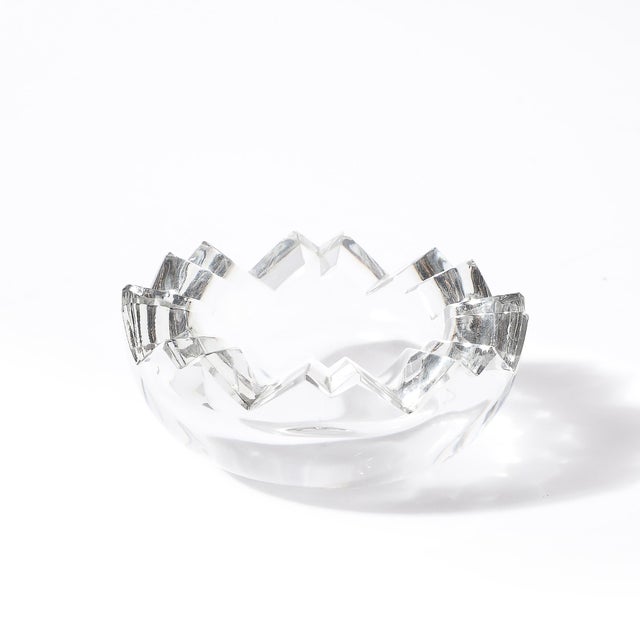 Mid-Century Crystal Ashtray With Crenelated Angular Motif Signed Rosenthal For Sale - Image 10 of 14