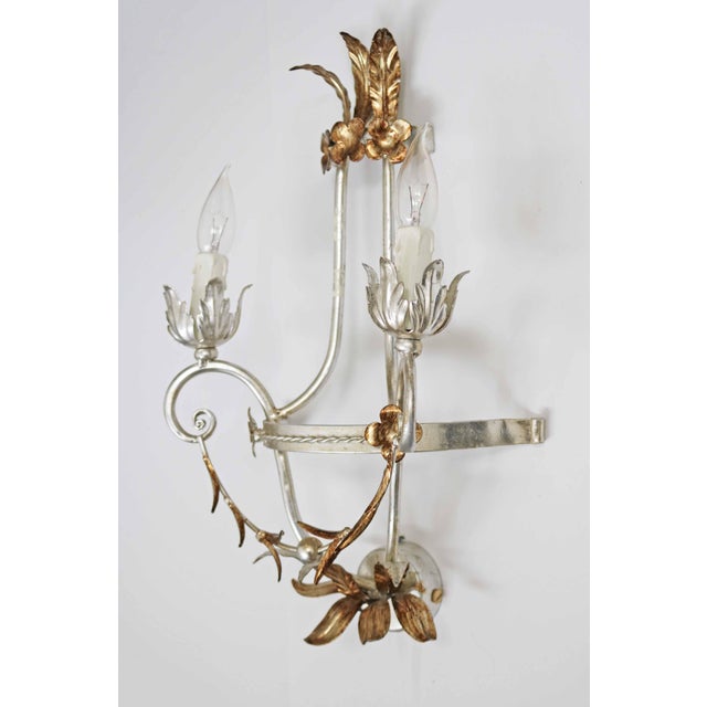 Hollywood Regency Large Florentine Hollywood Regency 2-Light Wall Lamp, Italy, 1970s For Sale - Image 3 of 8