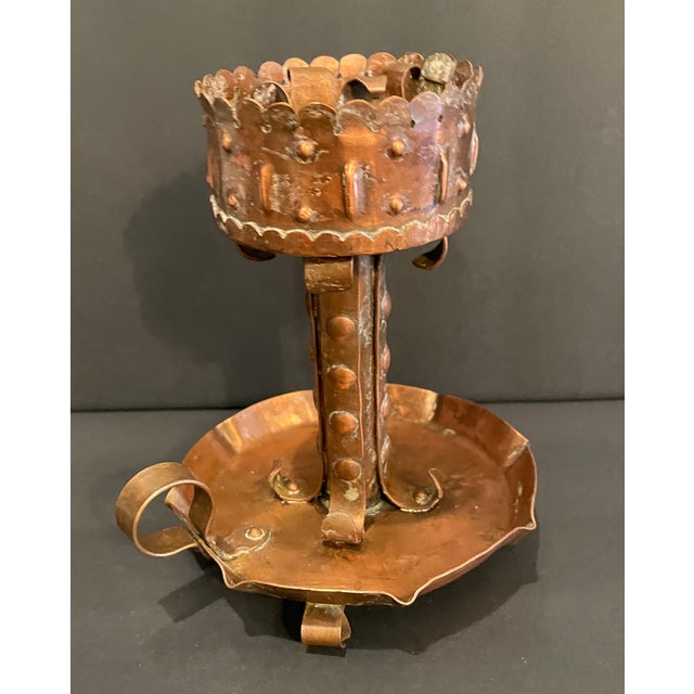 Period Arts & Crafts Copper Chamberstick For Sale - Image 4 of 6
