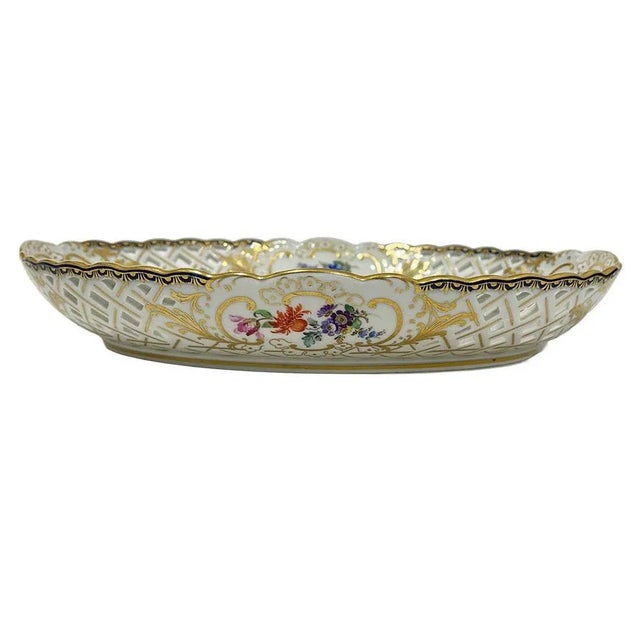 Small Oval Meissen Porcelain Openwork Dish, 1920s For Sale - Image 3 of 9