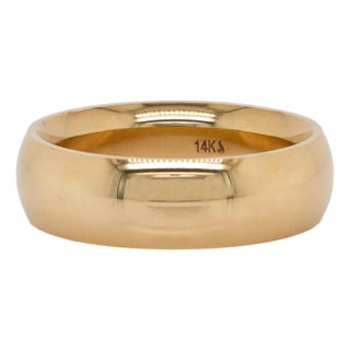 7mm Half Round Comfort Fit Wedding Band: Solid 14k Yellow Gold, Size 10 For Sale