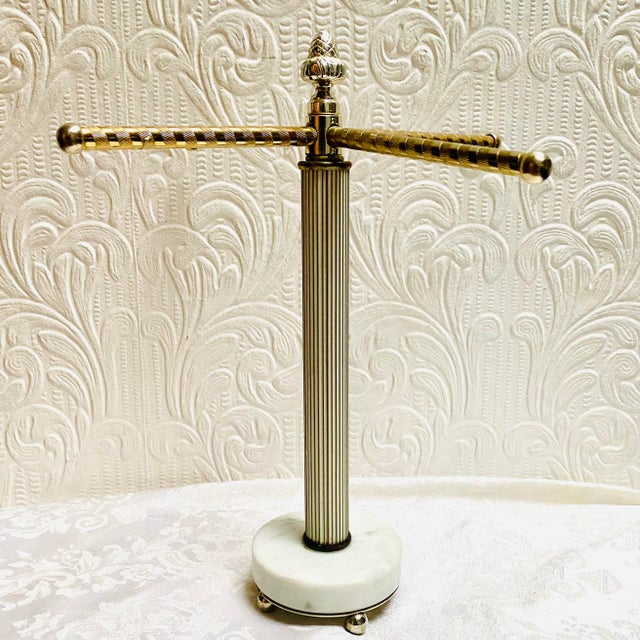 1960s Mid Century Hollywood Regency Necklace Stand on Marble Base For Sale - Image 4 of 9