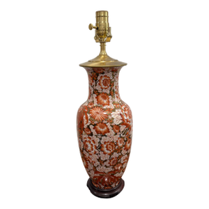 Mid 20th Century Chinese Export Mille Fleur Lamp Burnt Orange and Gold