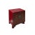 Chinese Distressed Brick Red Flower Birds Graphic End Table Nightstand For Sale - Image 4 of 6