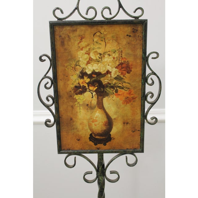Traditional Paint Decorated Iron Base Fire Screen For Sale - Image 3 of 7