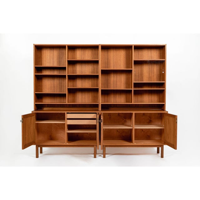 Pair Mid-Century Swedish Modern Teak Bookcase Cabinets, 1960s For Sale - Image 4 of 18