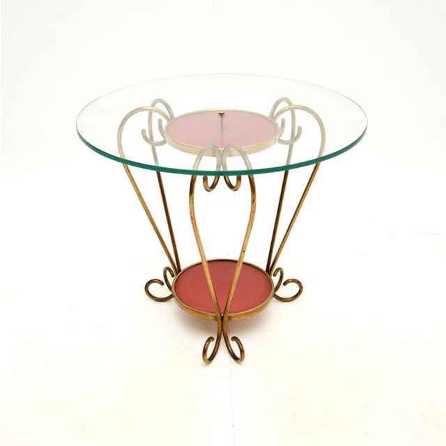 1950s Vintage Italian Brass and Glass Coffee Table, 1950s For Sale - Image 5 of 5