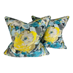 Vintage Robert Allen Abstract Botanical Silk Pillows/Repair